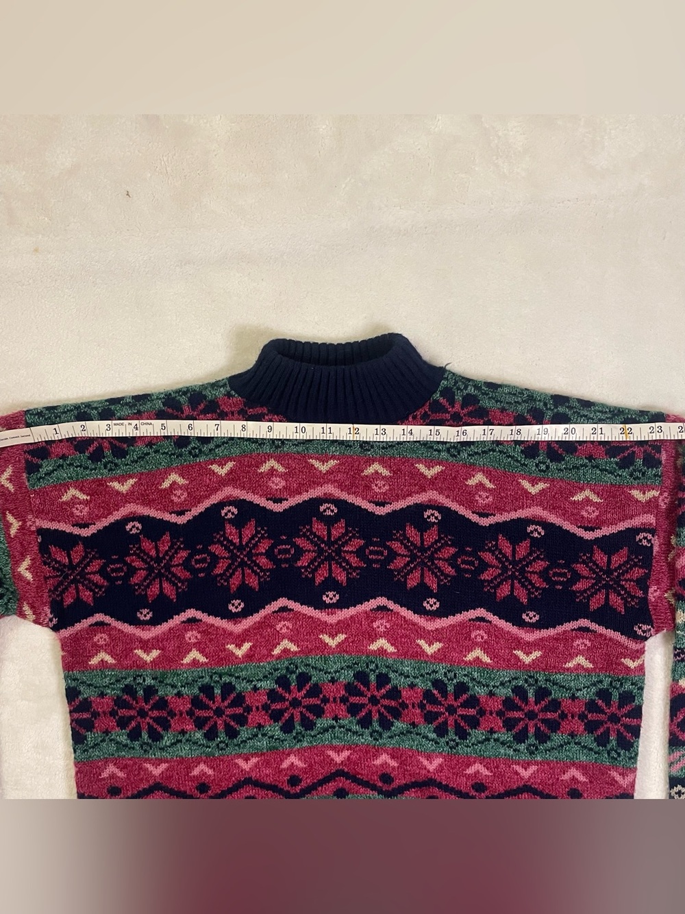 Private Eyes Vintage Knit Geometric Festive Design Pullover Sweater size M - Picture 8 of 14